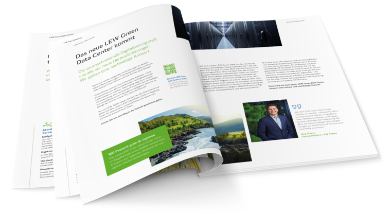 Blick in die Broschüre des LEW Green Data Centers | LEW TelNet Blick in die Broschüre des LEW Green Data Centers | LEW TelNet